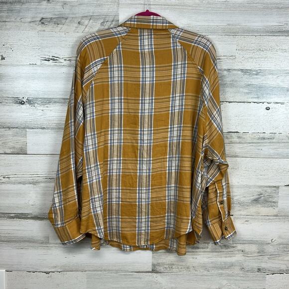 SO Womens Button Down Plaid Shirt Long Sleeve Yellow Plaid XXL - Picture 4 of 7